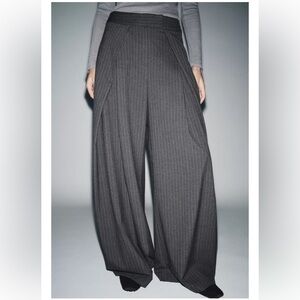 ZARA ZW COLLECTION PINSTRIPE PLEATED PANTS